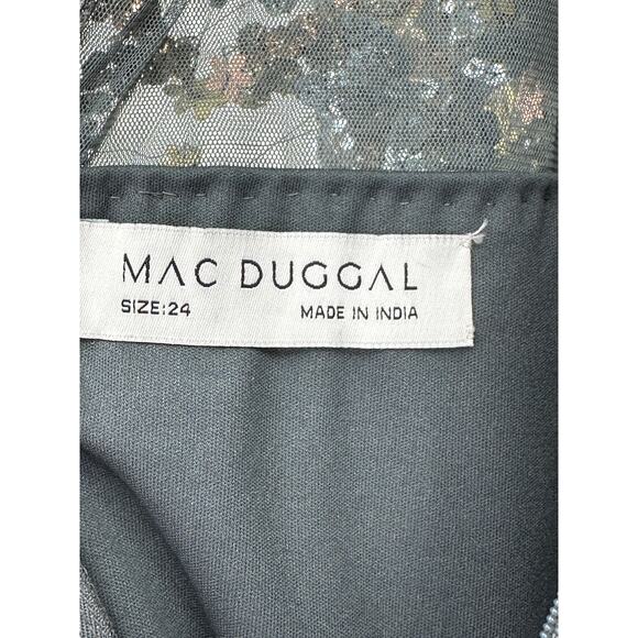 Mac Duggal Charcoal Embellished Illusion High Neck L/S A Line Gown [ 24 ]‎ - Picture 13 of 13